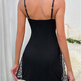 Lace Trim Slit Bowknot Sleep Dress – Elegant & Sexy Nightgown